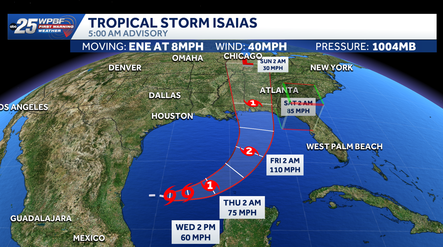 Tropical Storm Isaias forms in southwestern Gulf, will likely become first hurricane of Atlantic season — WPBF West Palm Beach